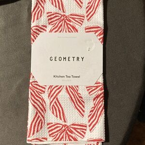 Geometry Red and White Holiday Tea Towel